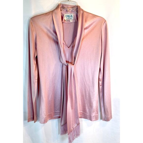 Y2K Vintage Shimmer Tie Front Top w/ Fringe | ULLA Vicki Cooper Size 6 Barbie - Picture 1 of 4